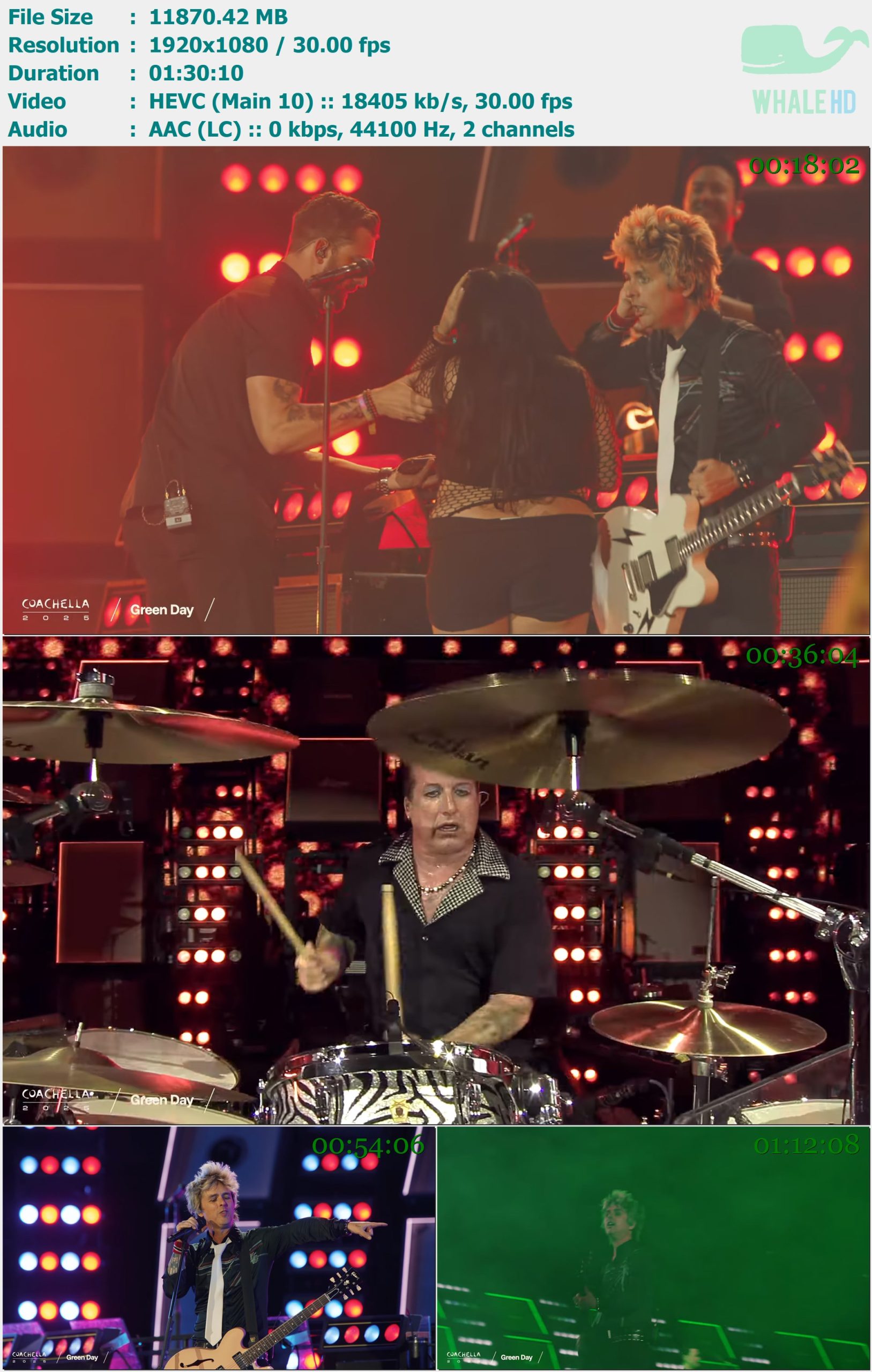 Green Day - Live from Coachella 科切拉音乐节 2025 WEBRip 1080p H265 - 11.59GB