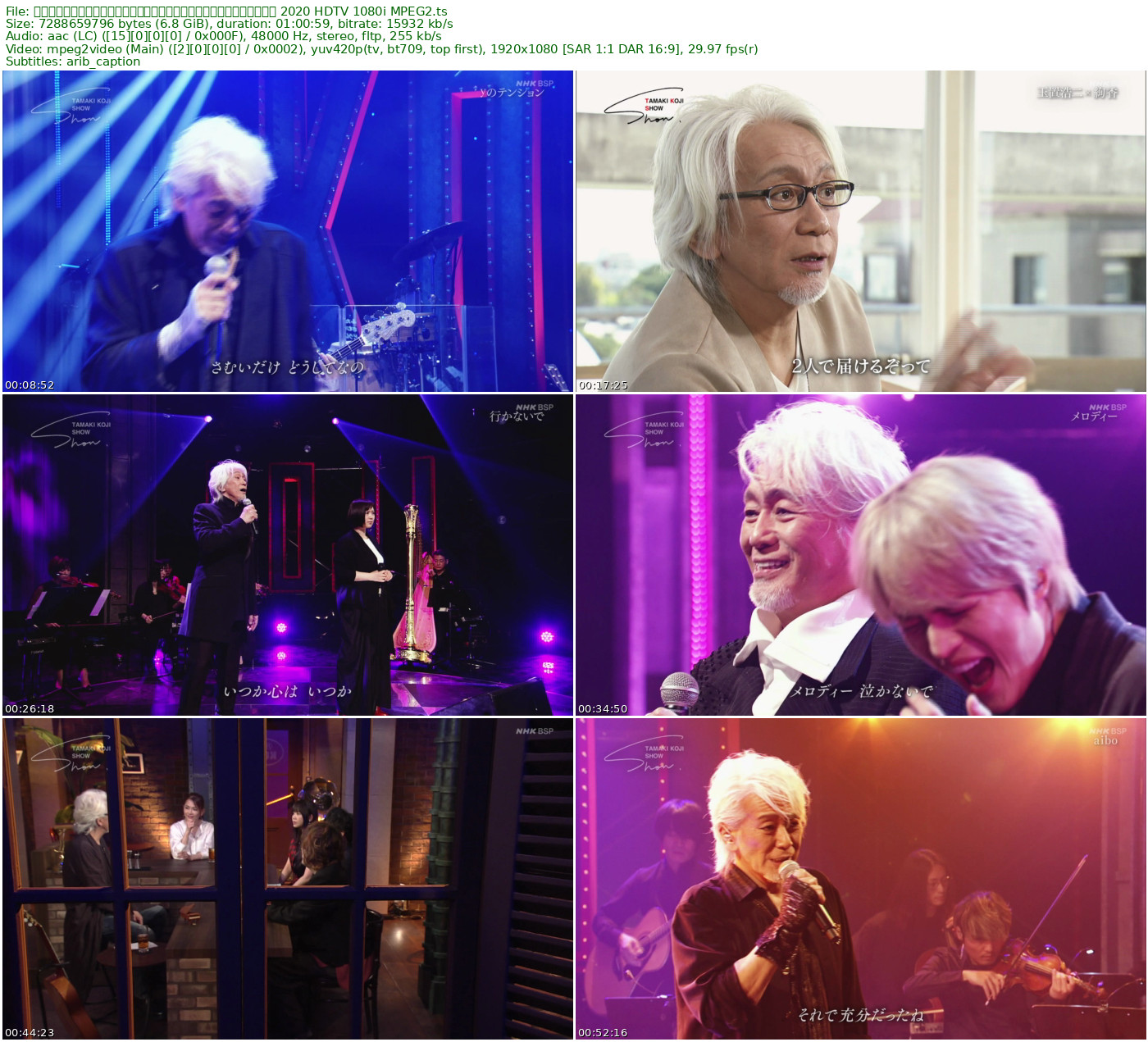 玉置浩二ショー「音楽のチカラ～絢香・いきものがかり・ジェジュン～」 2020 HDTV 1080i MPEG2 - 6.79GB