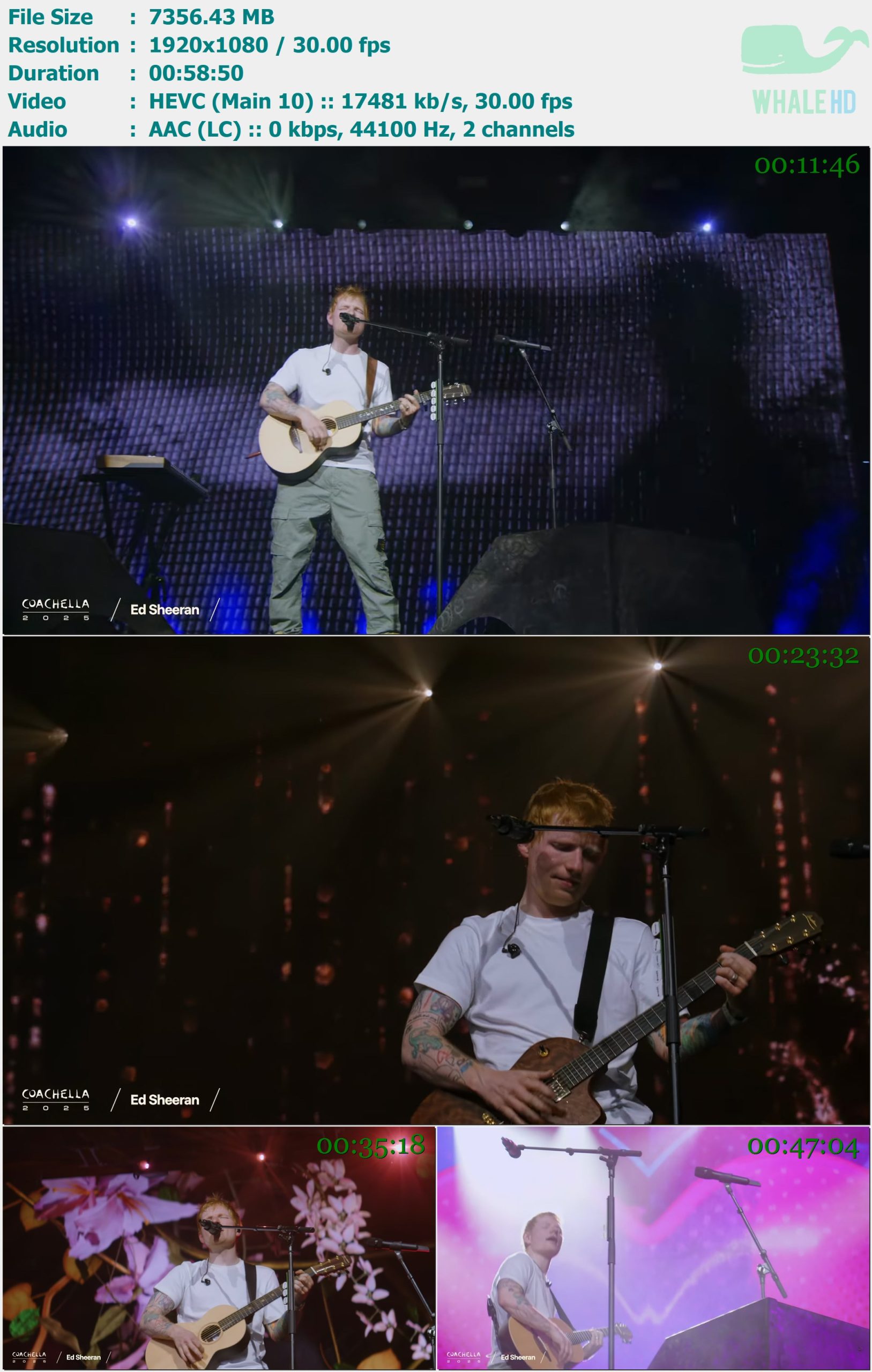 Ed Sheeran - Live from Coachella Week 2 科切拉音乐节 2025 WEBRip 1080p H265 - 7.18GB