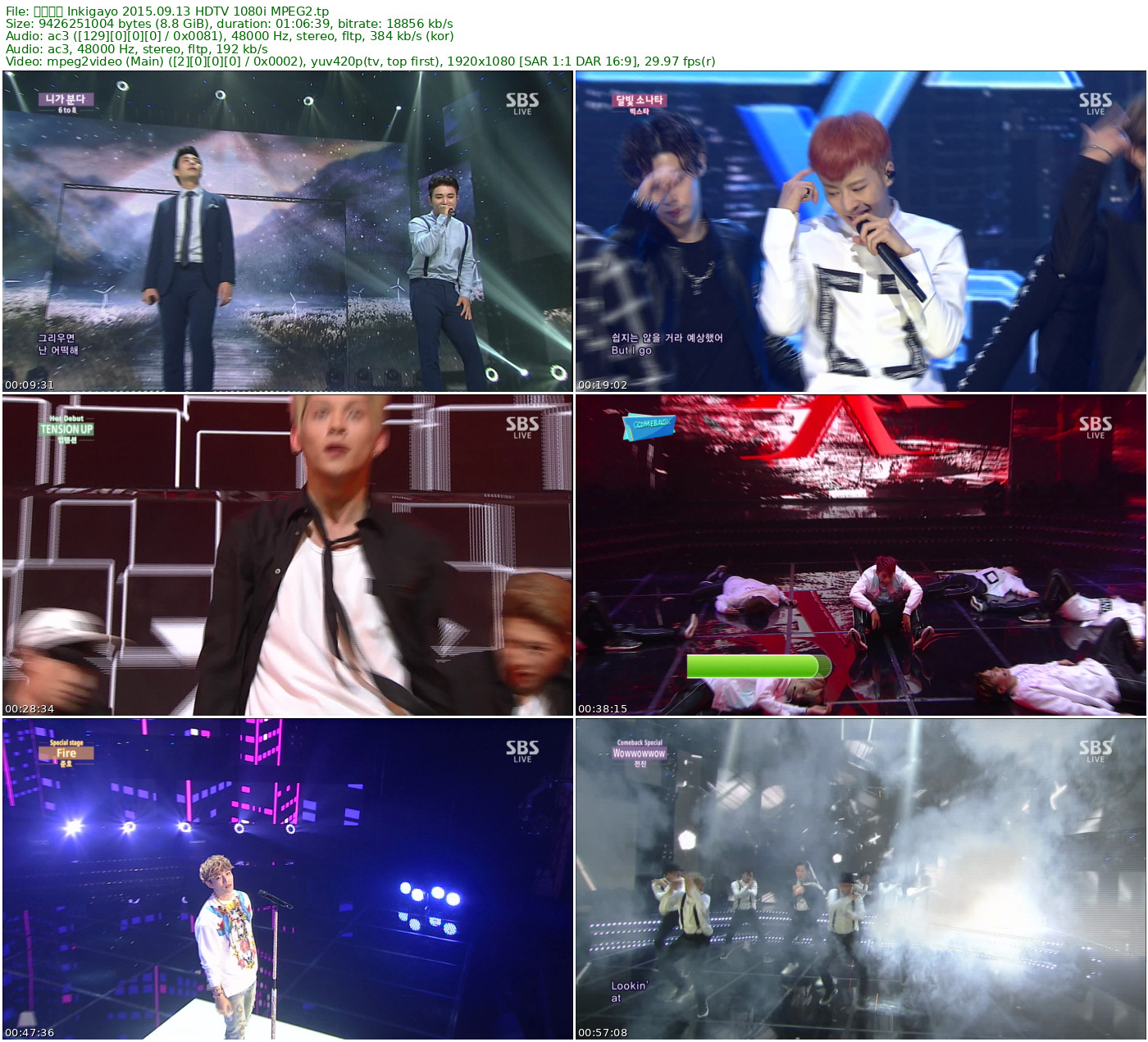 𝐈𝐧𝐤𝐢𝐠𝐚𝐲𝐨 人气歌谣 全场 2015-09-13 HDTV 1080i MPEG2 - 8.78GB