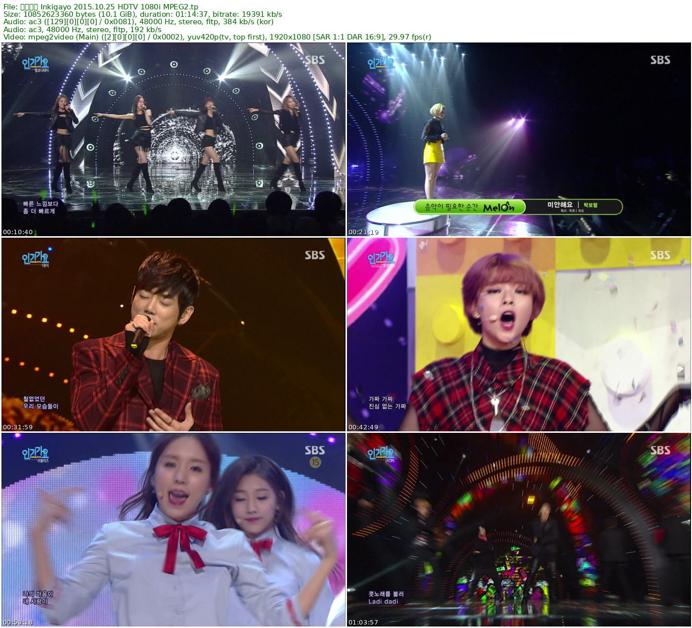 人气歌谣 𝐈𝐧𝐤𝐢𝐠𝐚𝐲𝐨 2015.10.25 HDTV 1080i MPEG2 - 10.11GB