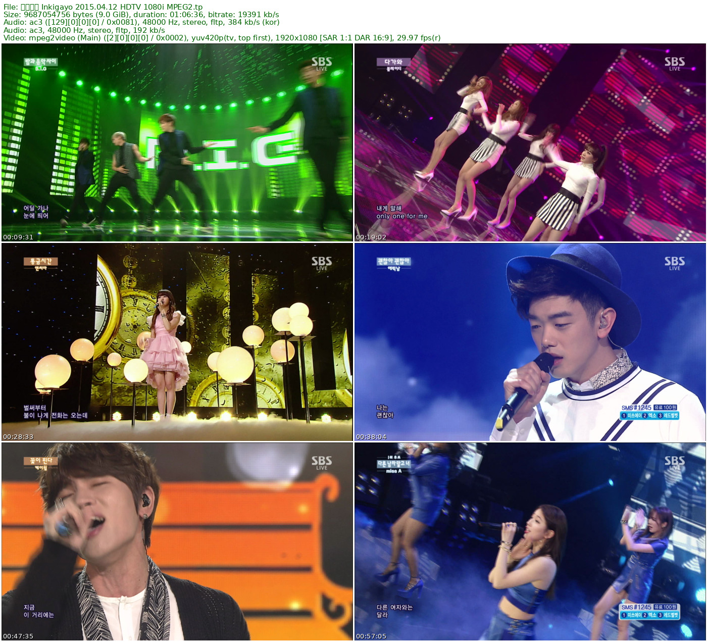 人气歌谣 𝐈𝐧𝐤𝐢𝐠𝐚𝐲𝐨 2015.04.12 HDTV 1080i MPEG2 - 9.02GB