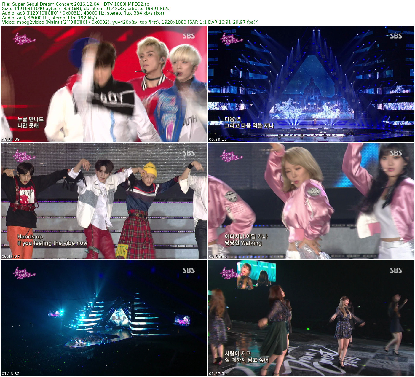 Super Seoul Dream Concert 2016.12.04 HDTV 1080i MPEG2 - 13.89GB