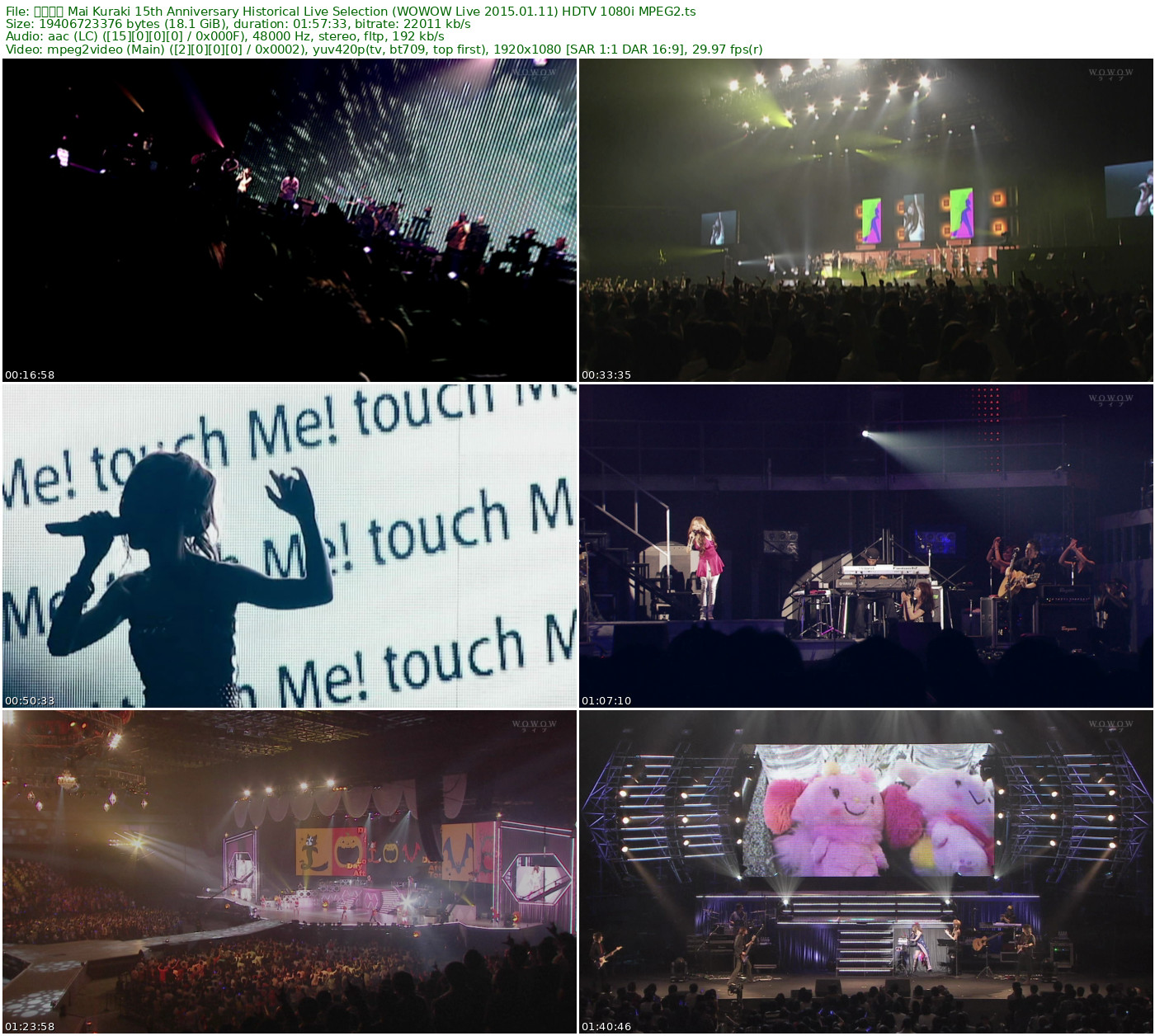 倉木麻衣 Mai Kuraki 15th Anniversary Historical Live Selection 2015 HDTV 1080i MPEG2 - 18.07GB