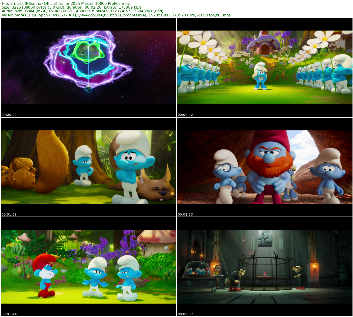 蓝精灵大电影 Smurfs (Rihanna) Official Trailer 预告片 2025 Master 1080p ProRes - 3.00GB