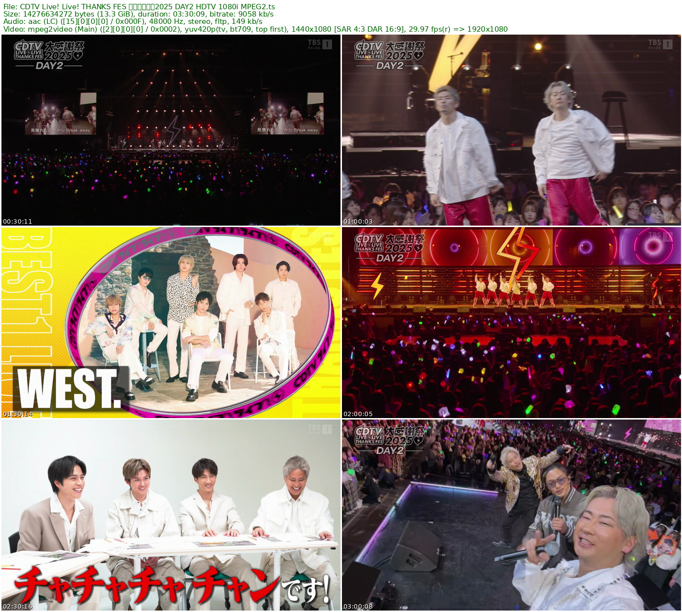CDTV Live! Live! THANKS FES 春の大感謝祭2025 DAY2 HDTV 1080i MPEG2 - 13.30GB
