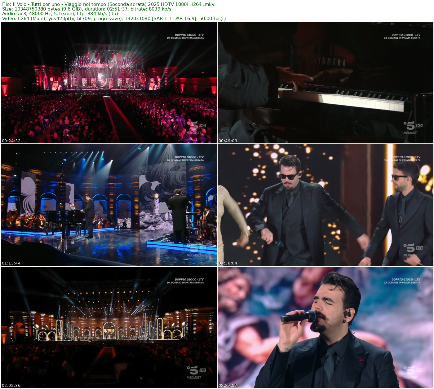Il Volo - Tutti per uno - Viaggio nel tempo (Seconda serata) 2025 HDTV 1080i H264 - 9.64GB