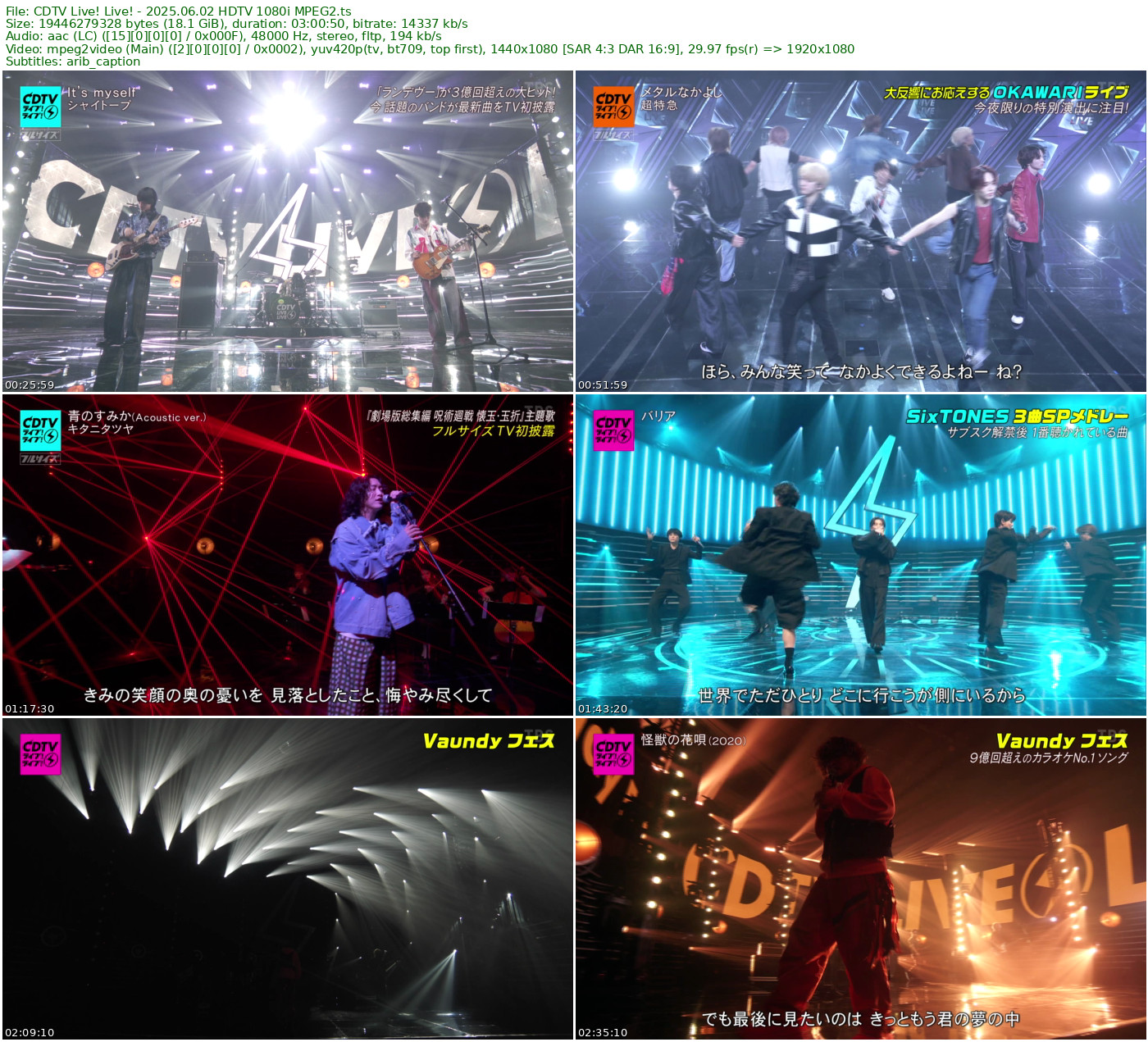 CDTV Live! Live! 2025.06.02 HDTV 1080i MPEG2 - 18.11GB