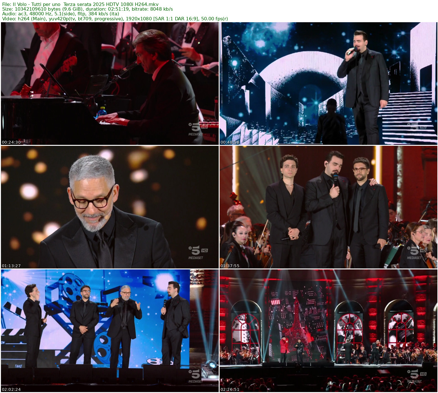 Il Volo - Tutti per uno - Viaggio nel tempo (Terza serata) 2025 HDTV 1080i H264 - 9.63GB