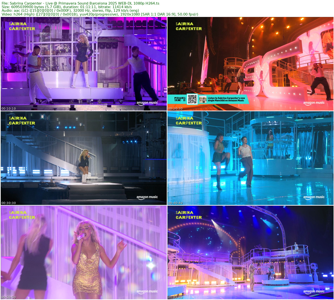 Sabrina Carpenter - Live @ Primavera Sound Barcelona 2025 WEB-DL 1080p H264 - 5.68GB