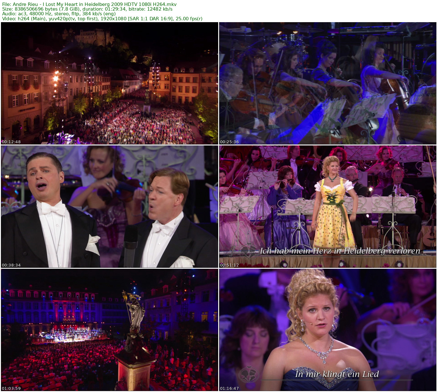 Andre Rieu - I Lost My Heart in Heidelberg 2009 HDTV 1080i H264 - 7.81GB