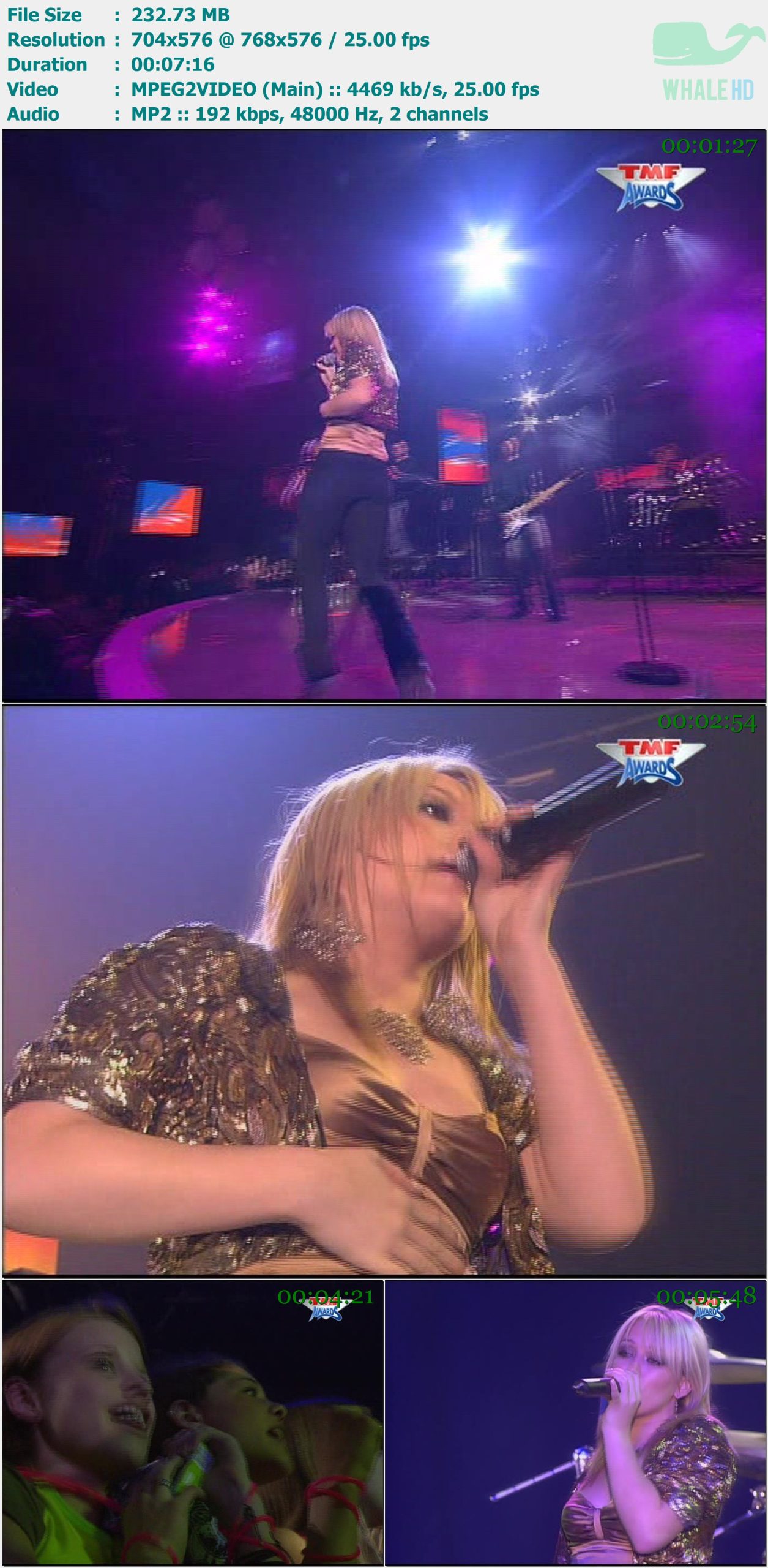 Hilary Duff - Come Clean + So Yesterday (Live TMF Awards Nl 2004) SDTV 576i MPEG2 - 232.73MB