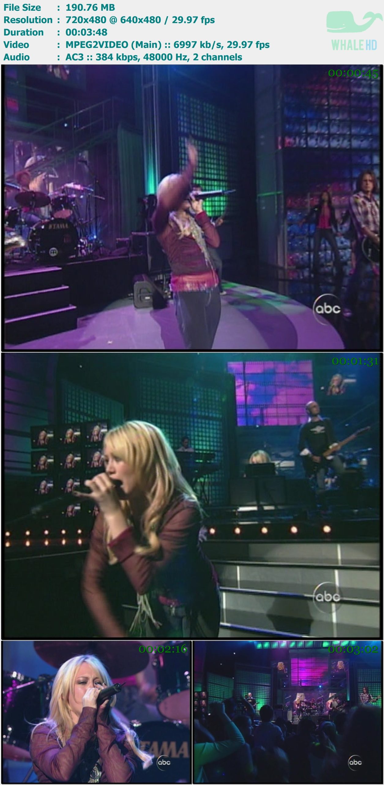 Hilary Duff - Fly (World Music Awards 2004-09-15) SDTV 480i MPEG2 - 190.76MB