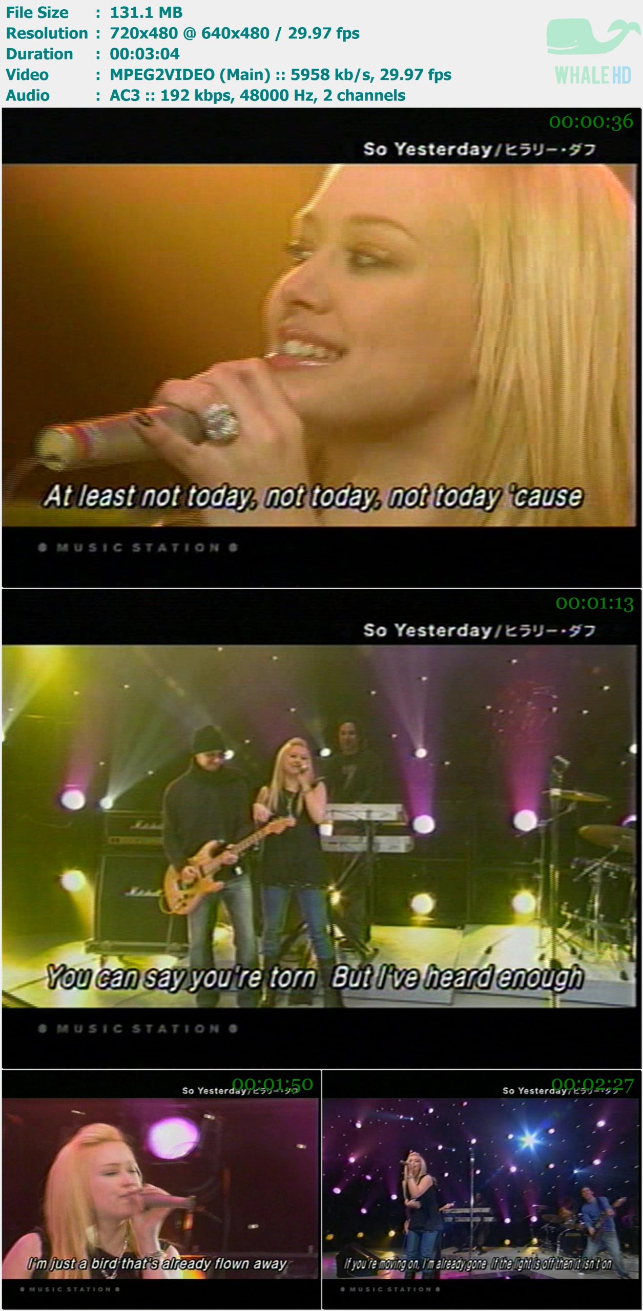 Hilary Duff - So Yesterday (Music Station 2004) SDTV 480i MPEG2 - 131.10MB