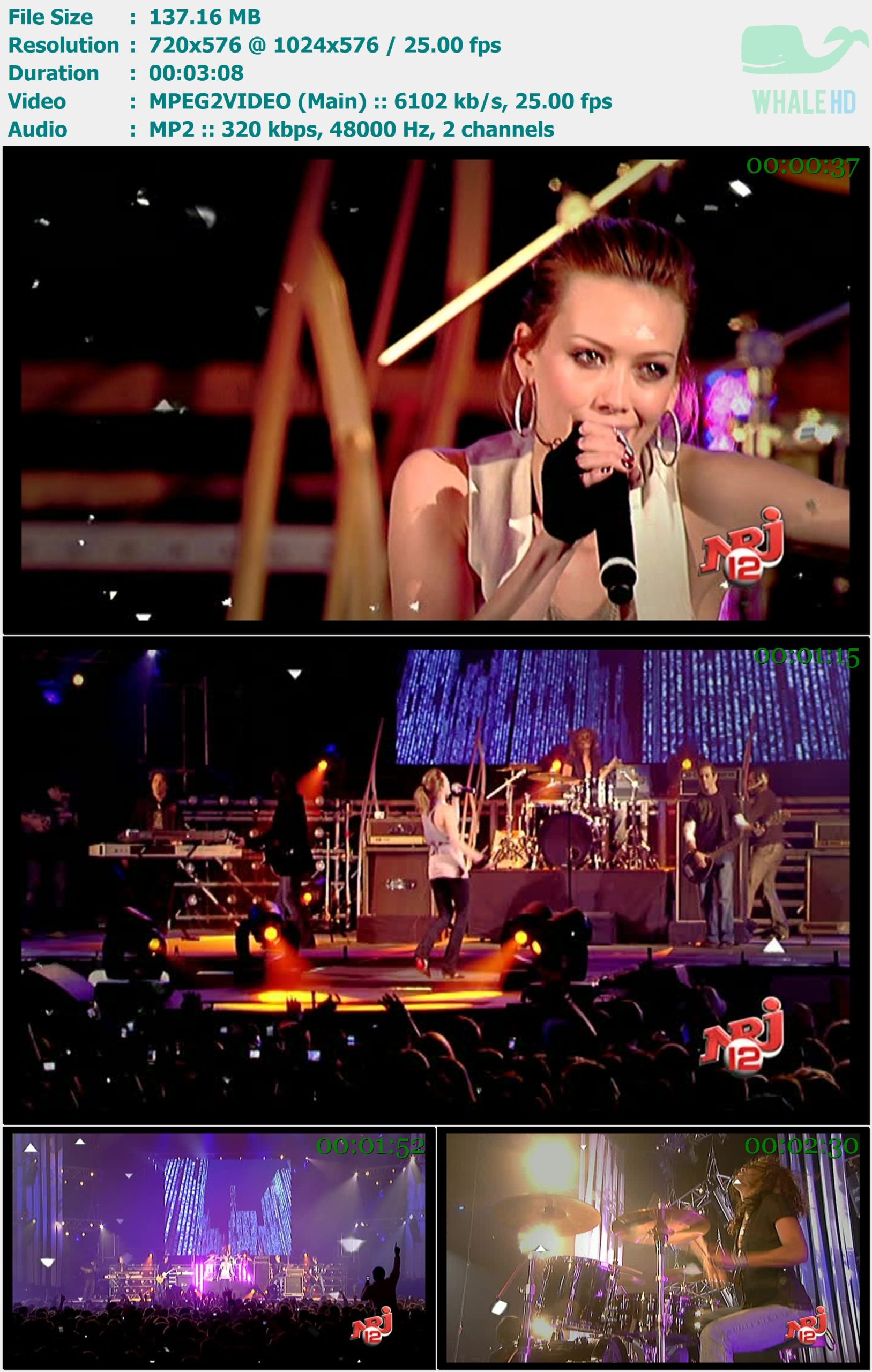 Hilary Duff - Wake Up (Live NRJ Music Tour 2006) SDTV 576i MPEG2 - 137.16MB