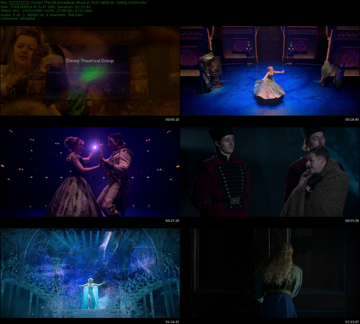 冰雪奇缘:热门音乐剧 Frozen The Hit Broadway Musical 2025 中字 WEB-DL 2160p+1080p H265+H264 - 13.54GB+12.45GB+5.37GB
