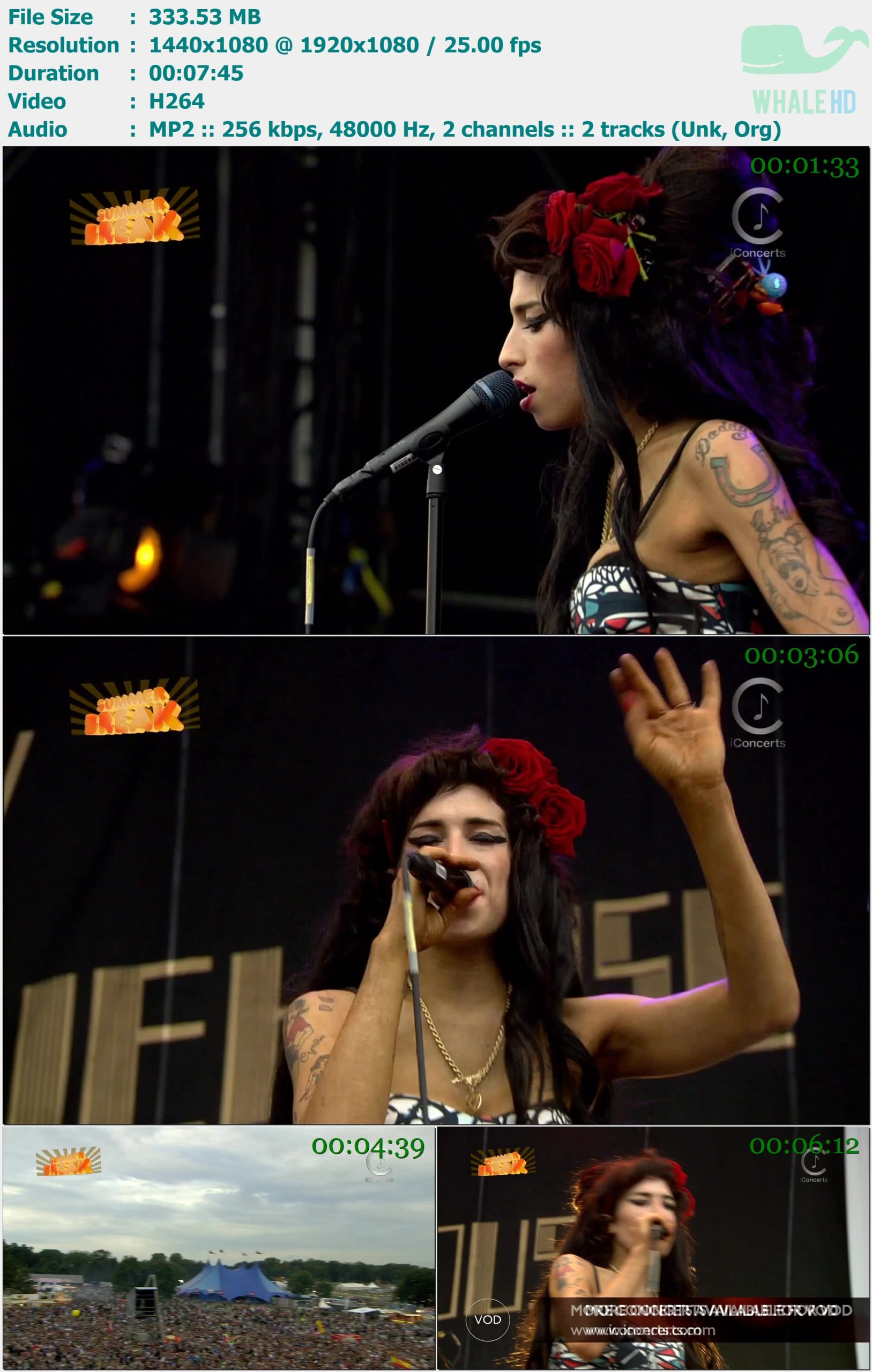 Amy Winehouse - Back to Black, Rehab (V Festival 17Aug2008) HDTV 1080i H264 - 333.53MB