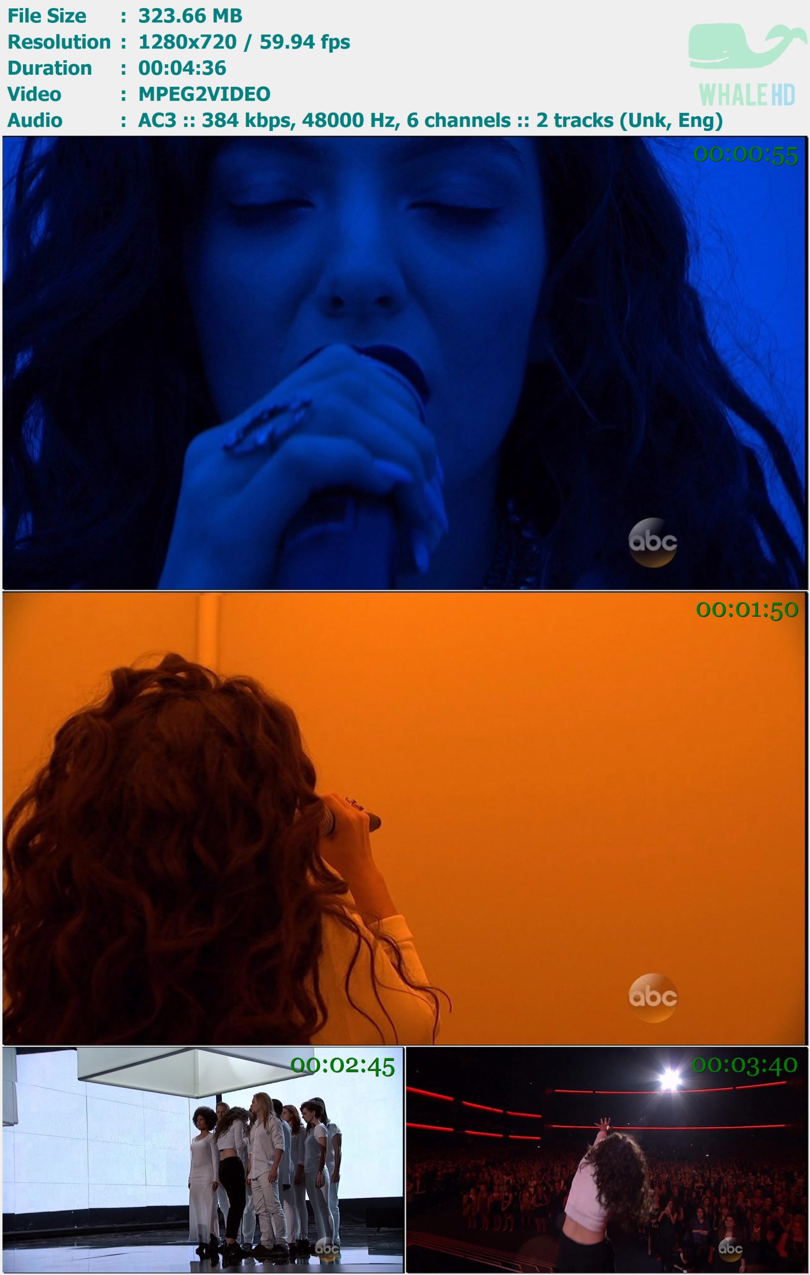 Lorde - Yellow Flicker Beat (𝐀𝐦𝐞𝐫𝐢𝐜𝐚𝐧 𝐌𝐮𝐬𝐢𝐜 𝐀𝐰𝐚𝐫𝐝𝐬 2014) HDTV 720p MPEG2 - 323.66MB