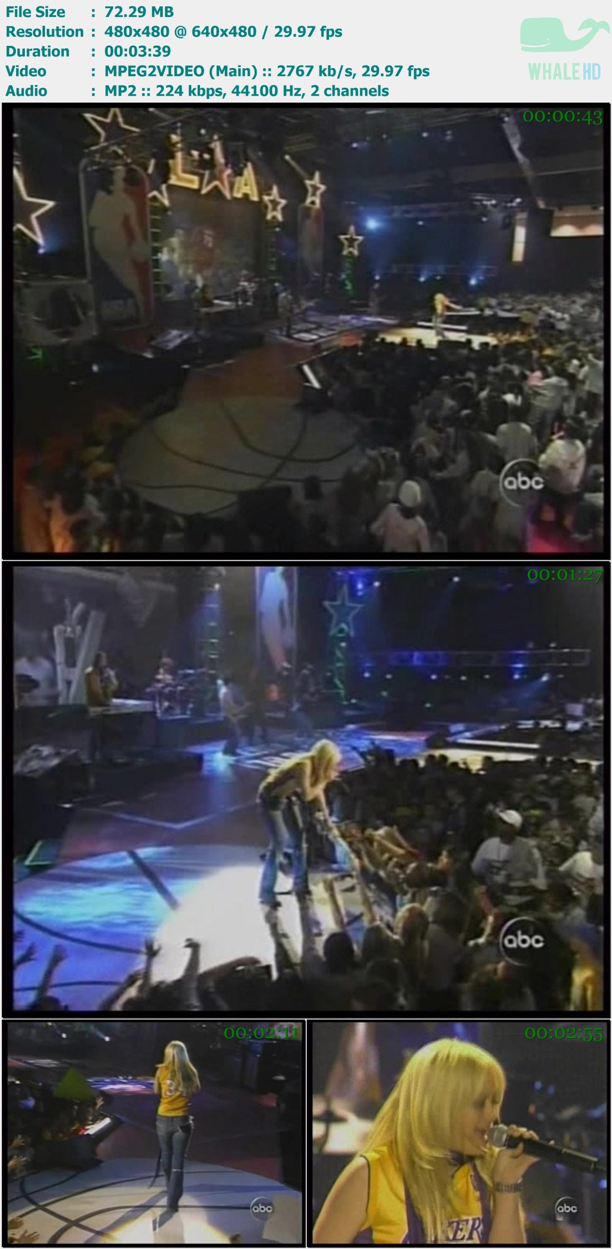 Hilary Duff - Come Clean (Live NBA All Star) 2004 SDTV 480p MPEG2 - 72.29MB