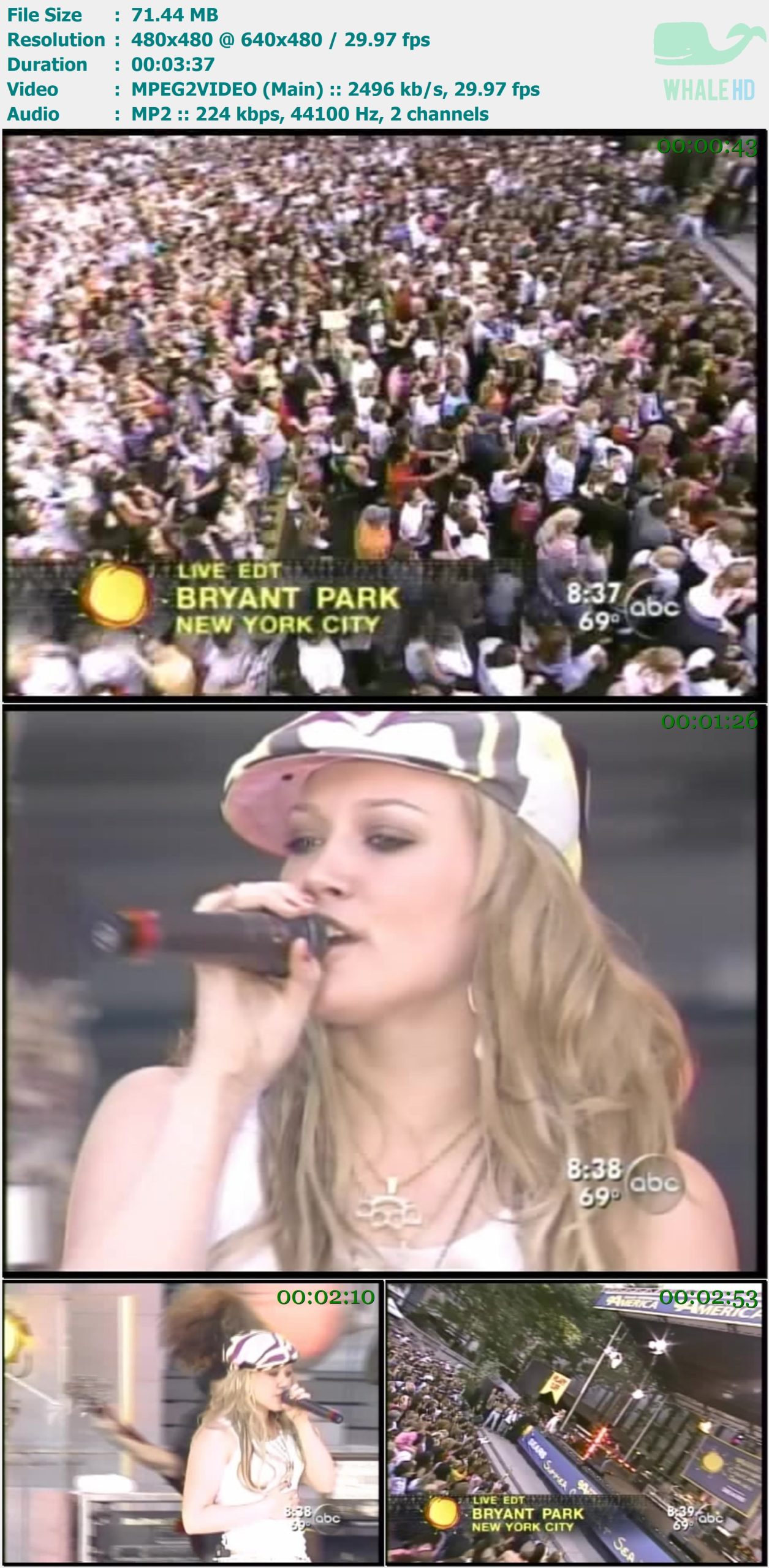 Hilary Duff - So Yesterday (Live at Good Morning America 07-16-04) SDTV 480i MPEG2 - 71.44MB