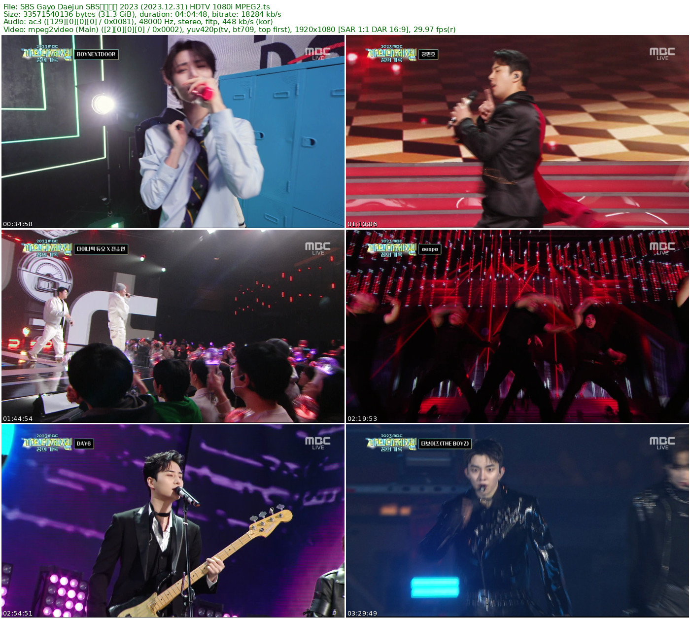 𝐌𝐁𝐂 Gayo Daejun 歌谣大战 2023 (2023.12.31) HDTV 1080i MPEG2 - 31.27GB