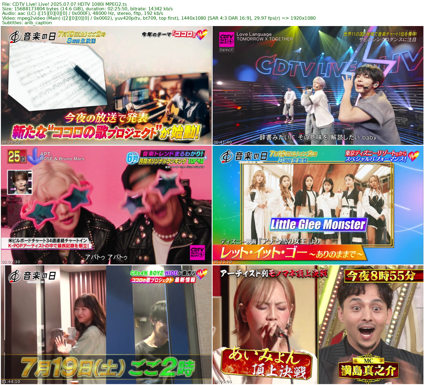 CDTV Live! Live! 2025.07.07 HDTV 1080i MPEG2 - 14.61GB