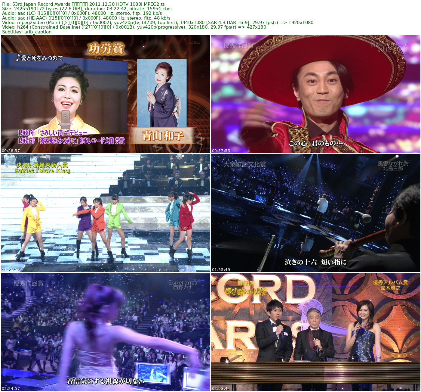 53rd Japan Record Awards 日本唱片大奖 2011.12.30 HDTV 1080i MPEG2 - 22.59GB