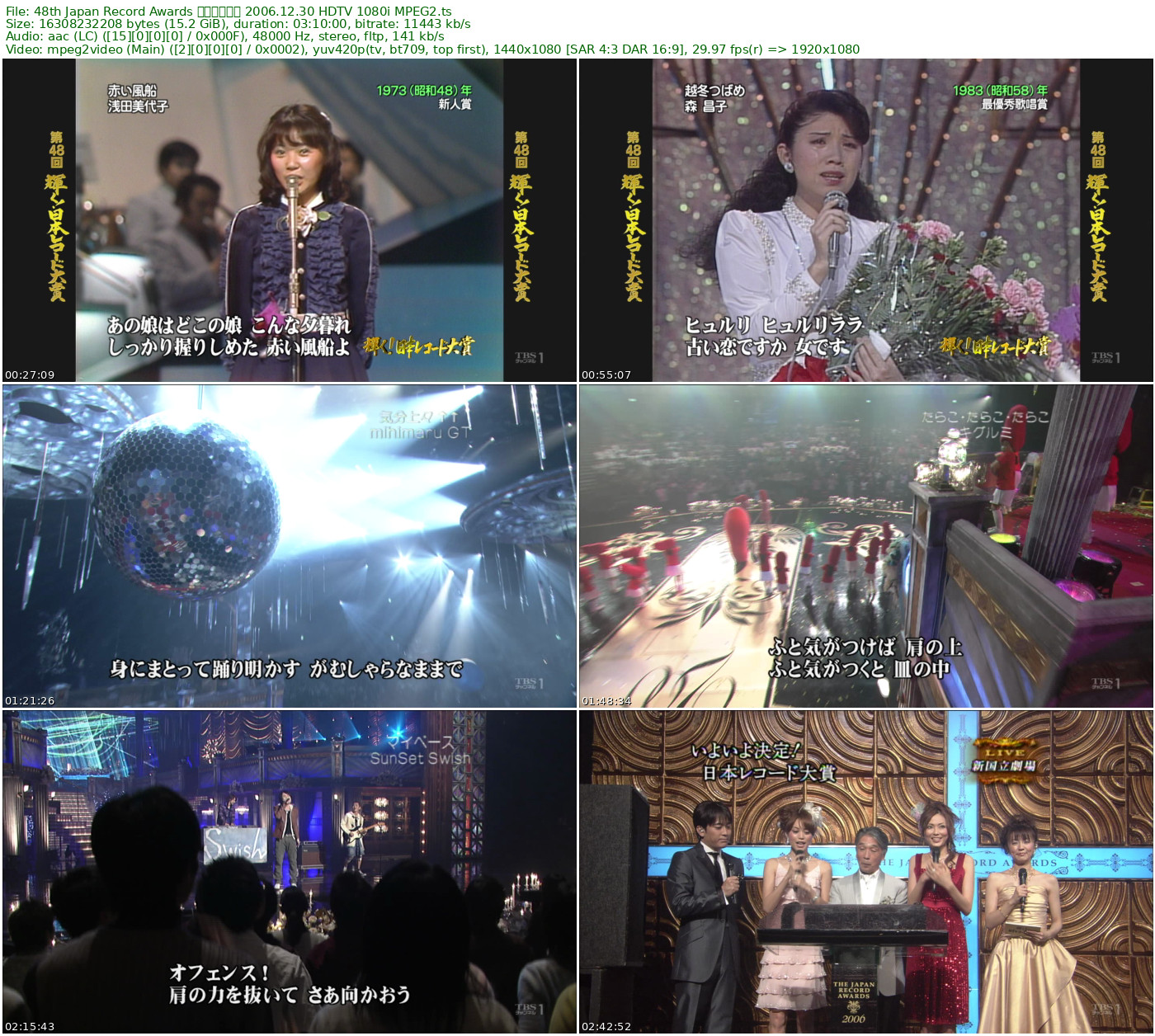 48th Japan Record Awards 日本唱片大奖 2006.12.30 HDTV 1080i MPEG2 - 15.19GB