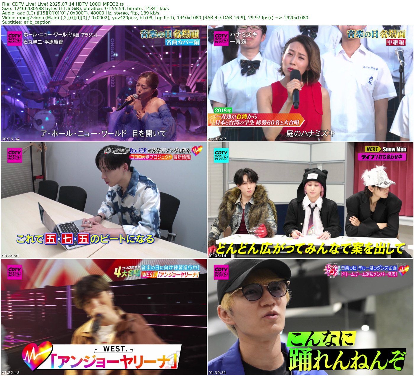 CDTV Live! Live! 2025.07.14 HDTV 1080i MPEG2 - 11.61GB