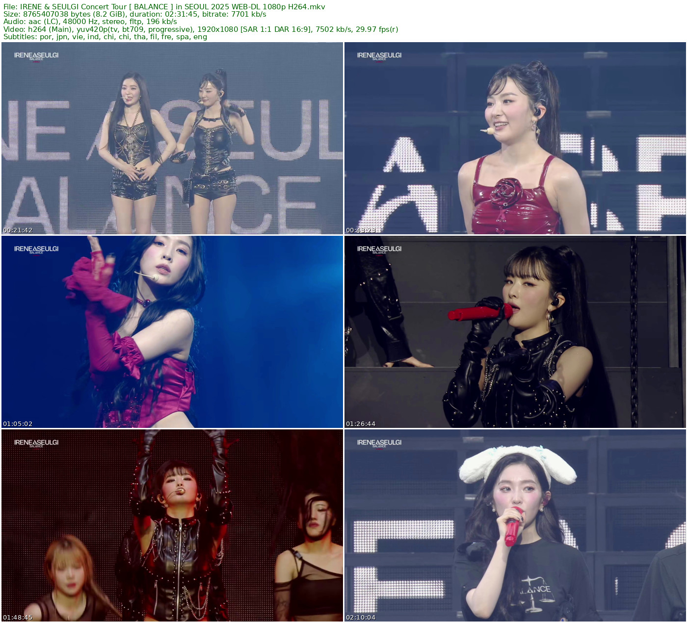 IRENE & SEULGI Concert Tour [ BALANCE ] in SEOUL 2025 中字 WEB-DL 1080p H264 - 8.16GB