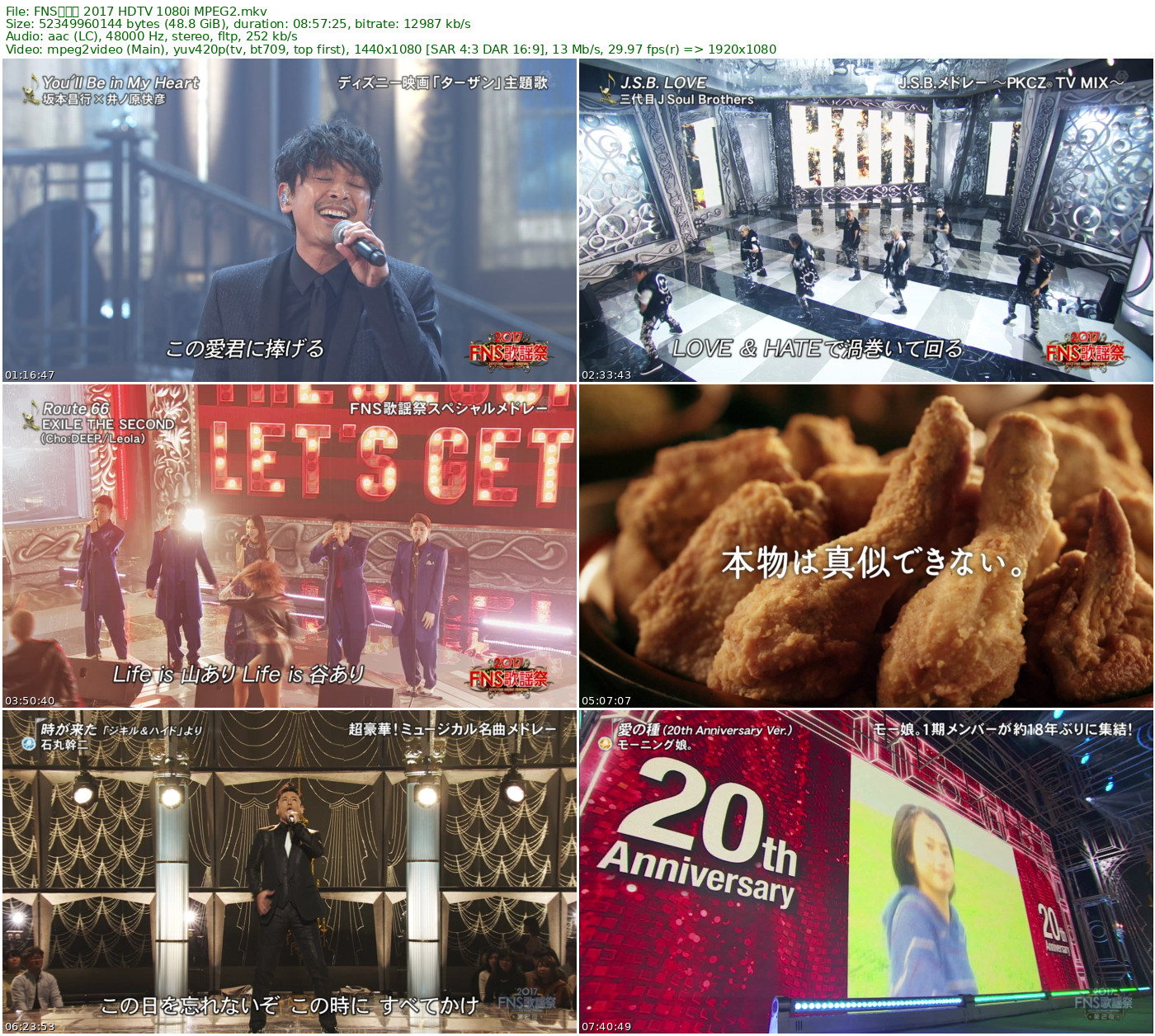 FNS歌谣祭 FNS Kayousai 2017 HDTV 1080i MPEG2 - 48.75GB