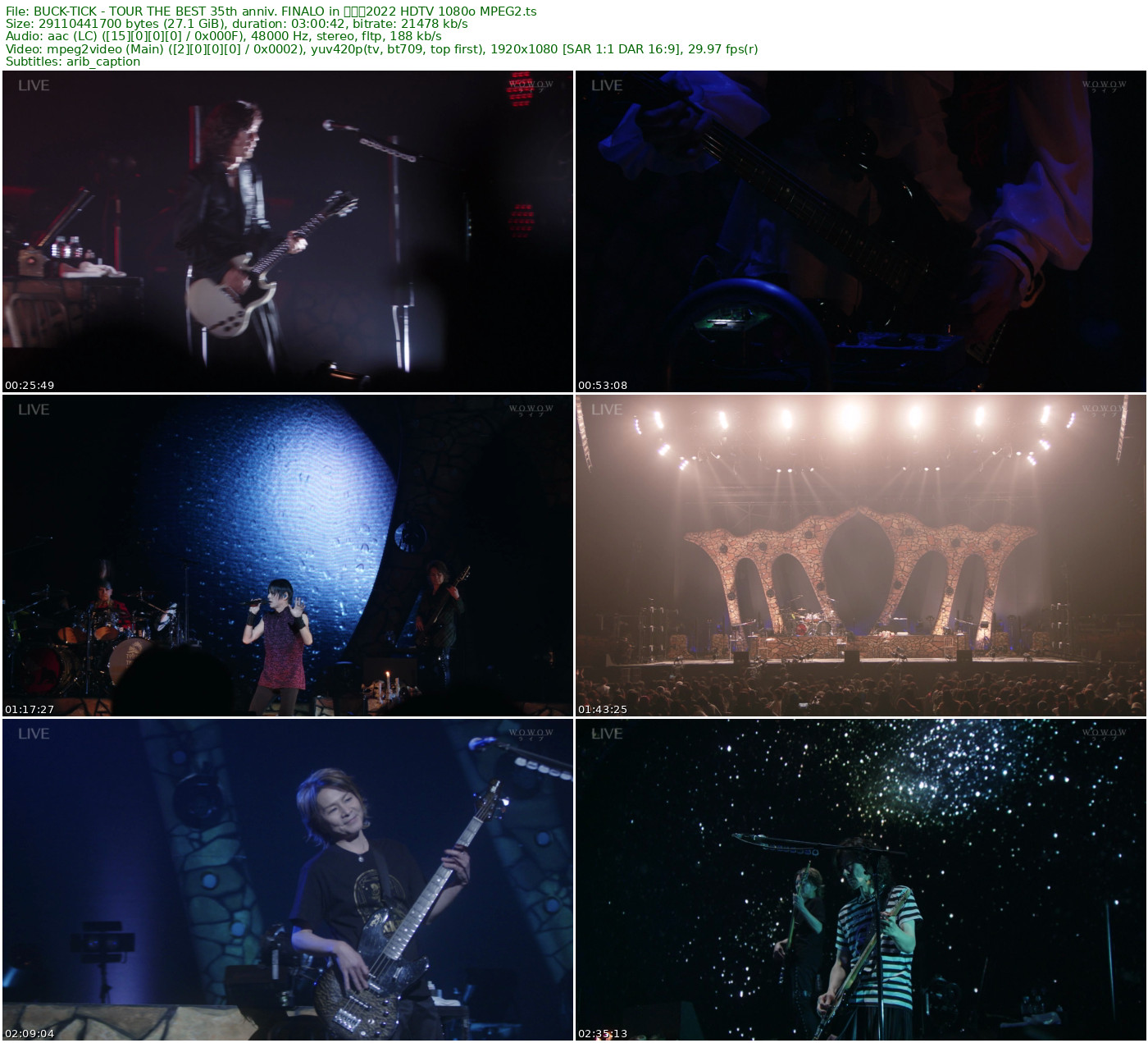 BUCK-TICK - TOUR THE BEST 35th anniv. FINALO in 武道馆2022 HDTV 1080i MPEG2 - 27.11GB