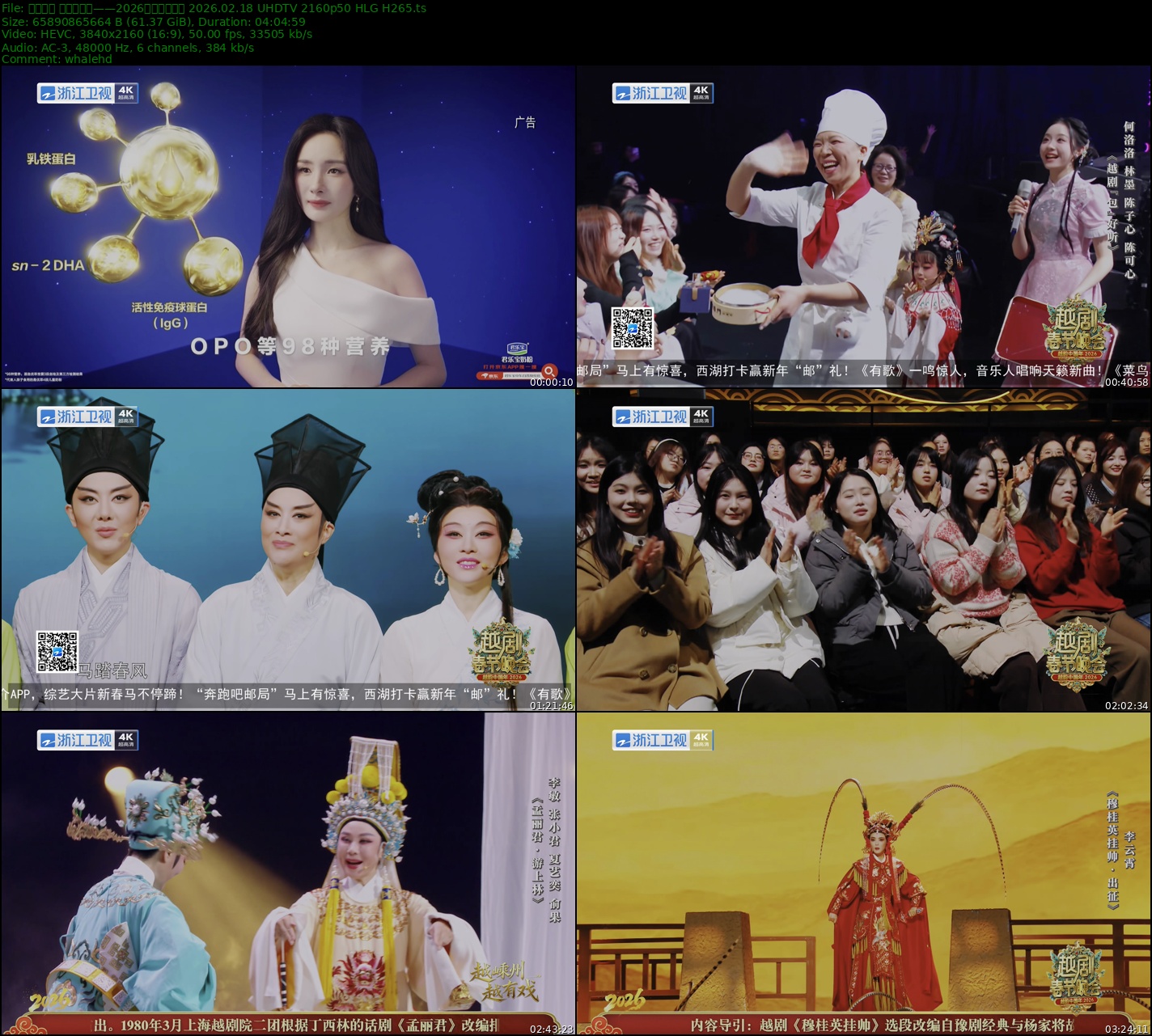 浙江卫视 越韵中国年——2026越剧春节晚会 2026.02.17 UHDTV 2160p50 HLG H265 - 61.37GB