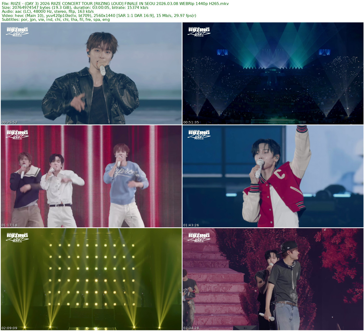 RIIZE - (DAY 3) 2026 RIIZE CONCERT TOUR [RIIZING LOUD] FINALE IN SEOU 2026.03.08 WEB-DL 1080p+1440p H264+H265 - 10.14GB+19.34GB