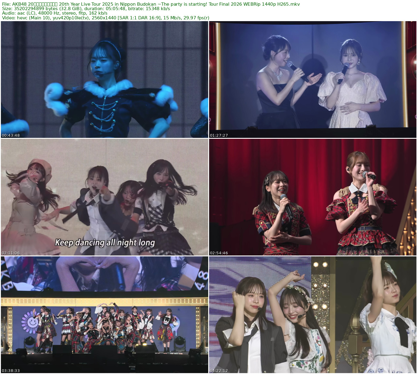 AKB48 20周年記念コンサート 20th Year Live Tour 2025 in Nippon Budokan ~The party is starting! Tour Final 2026 WEB-DL 1080p+1440p H264+H265 - 13.36GB+32.78GB